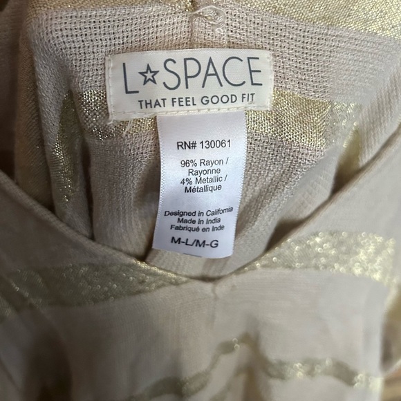 LSPACE Seaport Swim Cover Up Cream & Gold Tassel Oversized Shawl Size M/L - Picture 3 of 5